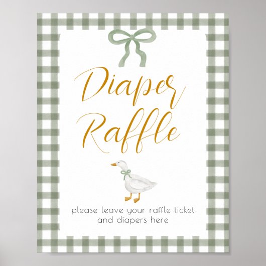 Dummer Gans Grün Gingham-Windel-Raffle-Schild Poster (Vorne)
