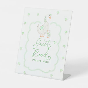 Dummer Gans Grüne Florale Babyparty-Gästebuch Sockelschild