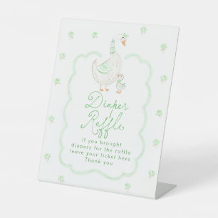 Dummer Gans Grüne Florale Babyparty-Windel-Raffel Sockelschild