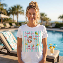 Dummer Gans Hallo Poolparty Streifen T-Shirt 