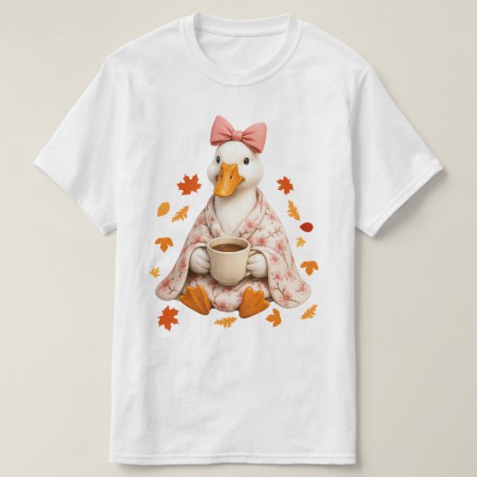 Dummer Gans Herbst Kaffee Kirschblüten-Decke T-Shirt (Design vorne)
