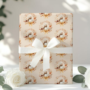 Dummer Gans Herbstkranz Babyparty Geschenkpapier