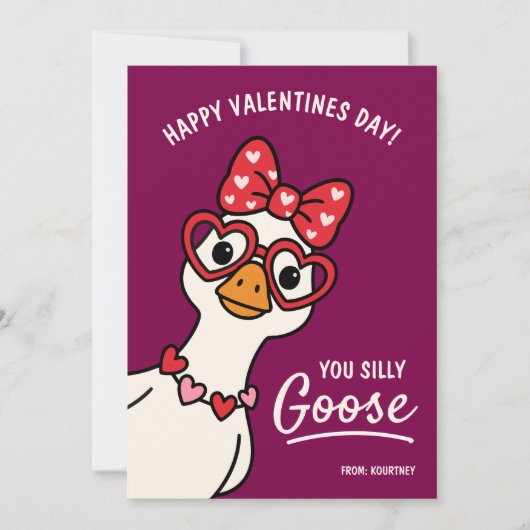 Dummer-Gans-Kinder-Klassenzimmer Valentinstag Mitteilungskarte (Vorderseite)