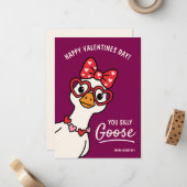Dummer-Gans-Kinder-Klassenzimmer Valentinstag Mitteilungskarte (Vorderseite/Rückseite Beispiel)