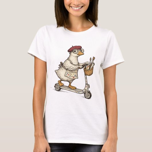 Dummer-Gans-Kunstlehrer | | Lustige Gans auf Rol T-Shirt (Vorderseite)