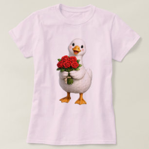 Dummer Gans mit Rosen — Romantisches Geschenk für  T-Shirt