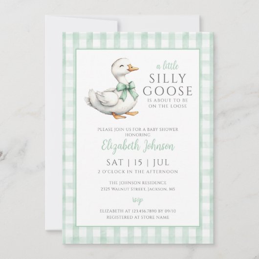 Dummer Gans Neutral Baby Shower Foto QR Code Einladung (Vorderseite)