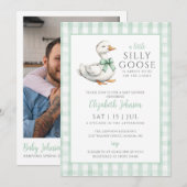 Dummer Gans Neutral Baby Shower Foto QR Code Einladung (Vorne/Hinten)