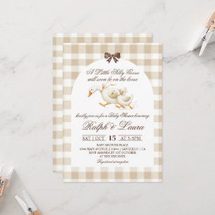 Dummer Gans Neutral Gingham Babyparty Einladung