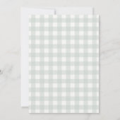 Dummer Gans Neutral Salbeigrün Gingham-Baby-Party Einladung (Rückseite)