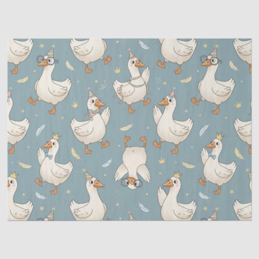 Dummer-Gans-Party – blauer Hintergrund mit Federn Seidenpapier (Vorderseite)