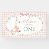 Dummer Gans Pink Gingham Mädchen Geburtstag Banner (Horizontal)
