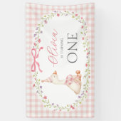 Dummer Gans Pink Gingham Mädchen Geburtstag Banner (Vertikal)