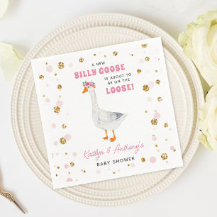 Dummer Gans Rosa Aquarell Mädchen Baby Shower Serviette