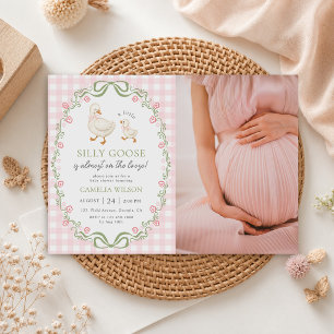 Dummer Gans Rosa Baby Mädchen Shower Foto Einladung