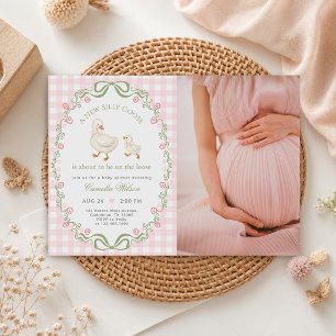 Dummer Gans Rosa Baby Mädchen Spritzfoto Einladung