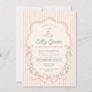 Dummer Gans Rosa Blumen Baby Shower Einladung