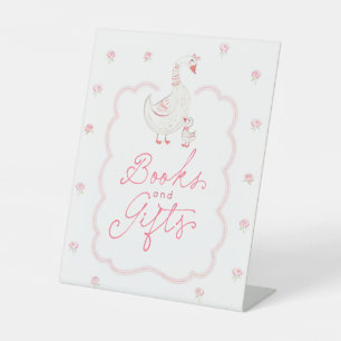 Dummer Gans Rosa Florale Babyparty Bücher & Gesche Sockelschild