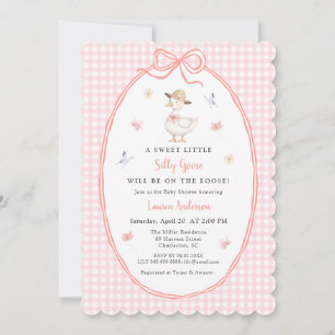 Dummer Gans Rosa Gingham Baby Mädchen Babyparty Einladung