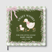 Dummer Gans Rosa Gingham-Baby-Party  Gästebuch (Vorderseite)