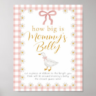 Dummer Gans Rosa Gingham Baby Shower Bauch Raten Poster