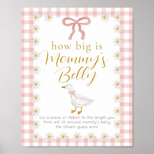 Dummer Gans Rosa Gingham Baby Shower Bauch Raten  Poster (Vorne)