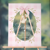 Dummer Gans Rosa Gingham-Baby-Shower-Begrüßung Acrylschild (Neutral)