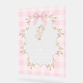 Dummer Gans Rosa Gingham-Baby-Shower-Begrüßung Acrylschild (Winkel)