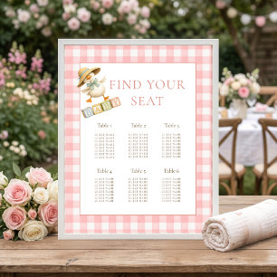 Dummer Gans Rosa Gingham-Baby-Shower-Sitzplan Poster