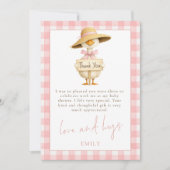 Dummer Gans Rosa Gingham-Babyparty-Dankeschön Karte (Vorderseite)