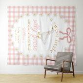 Dummer Gans Rosa Gingham-Babyparty-Hintergrund Wandteppich (Beispiel (Horizontal))