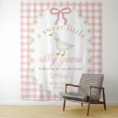 Dummer Gans Rosa Gingham-Babyparty-Hintergrund Wandteppich (Beispiel)