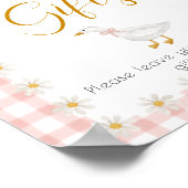 Dummer Gans Rosa Gingham-Babyshower-Geschenktisch Poster (Ecke)