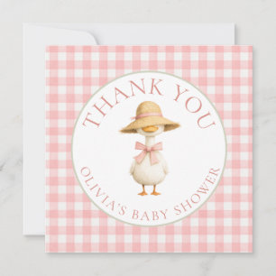 Dummer Gans Rosa Gingham Danke Baby Shower Karte
