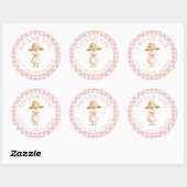 Dummer Gans Rosa Gingham Danke Baby Shower Runder Aufkleber (Blatt)