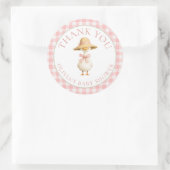 Dummer Gans Rosa Gingham Danke Baby Shower Runder Aufkleber (Tasche)