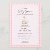 Dummer Gans Rosa Gingham Mädchen Baby Shower Einladung (Vorderseite)
