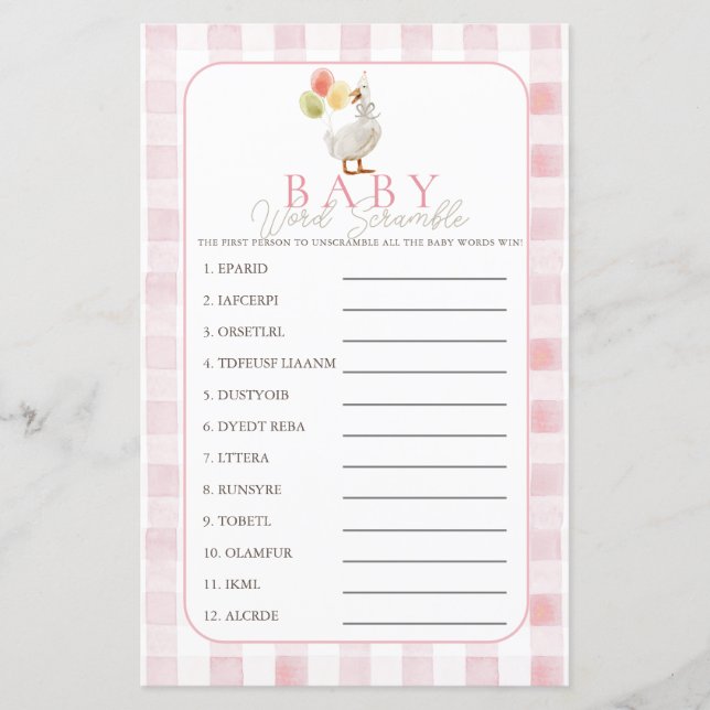 Dummer Gans Rosa Gingham Mädchen Baby Wortverwirru (Vorderseite)