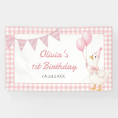 Dummer Gans Rosa Gingham Mädchen Geburtstag Banner (Horizontal)