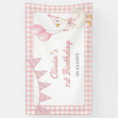 Dummer Gans Rosa Gingham Mädchen Geburtstag Banner (Vertikal)