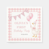 Dummer Gans Rosa Gingham Mädchen Geburtstag Serviette (Vorderseite)