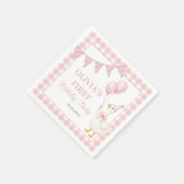 Dummer Gans Rosa Gingham Mädchen Geburtstag Serviette (Ecke)