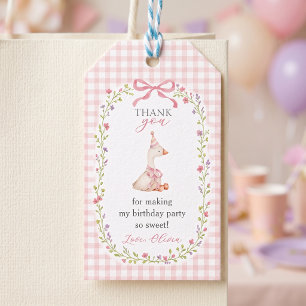 Dummer Gans Rosa Gingham Mädchen Geburtstagsgesche Geschenkanhänger