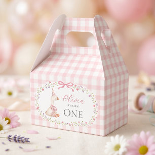 Dummer-Gans-Rosa-Gingham-Mädchen-Geburtstagsgesche Geschenkschachtel