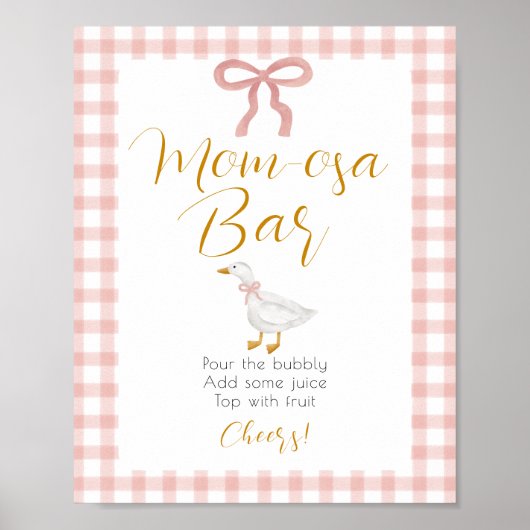 Dummer Gans Rosa Gingham Mimosa-Stationsschild Poster (Vorne)