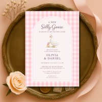 Dummer Gans Rosa Gingham-Paar-Baby-Party