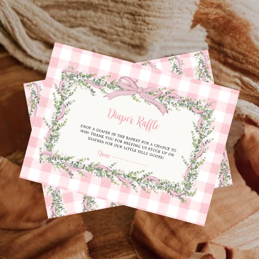 Dummer Gans Rosa Gingham-Windel-Raffle-Ticket Begleitkarte