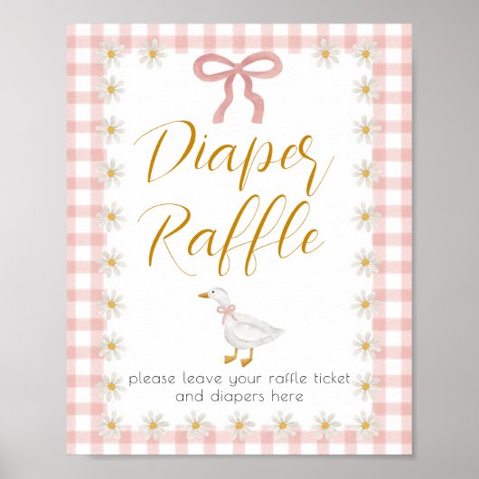 Dummer Gans Rosa Gingham-Windelraffle-Schild Poster (Vorne)