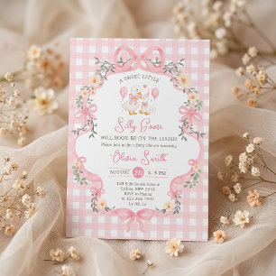Dummer Gans Rosa Schleife Mädchen Baby Shower Einl Einladung