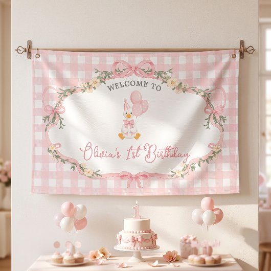 Dummer Gans Rosa Schleife Mädchen Geburtstag Banner